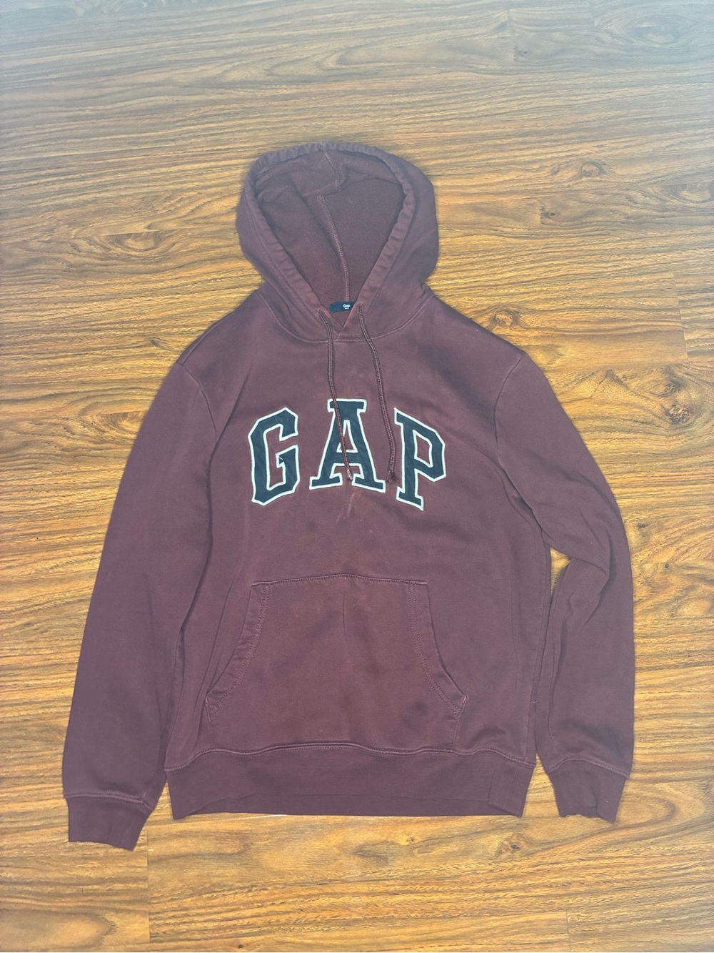 GAP Men's Burgundy Hooded Sweatshirt with Chest Logo